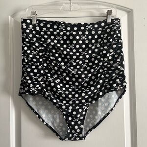 Black and White Polka Dot/Skull High-Waisted Swim Bottoms